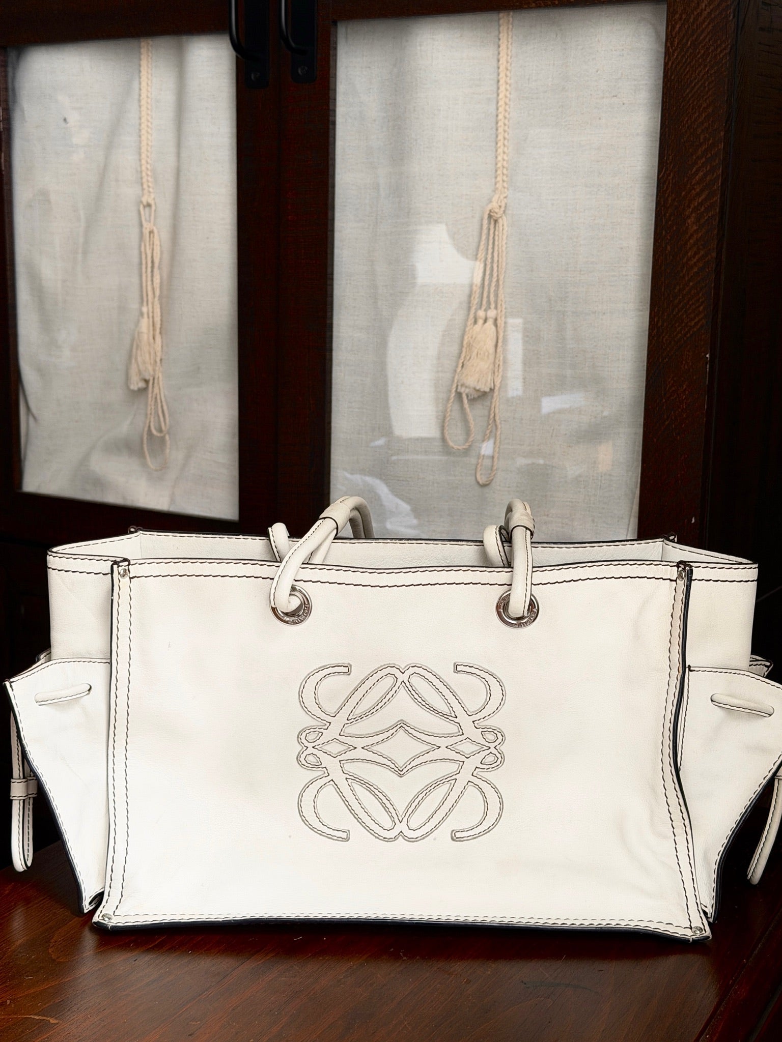 Loewe Ivory Anagram Tote