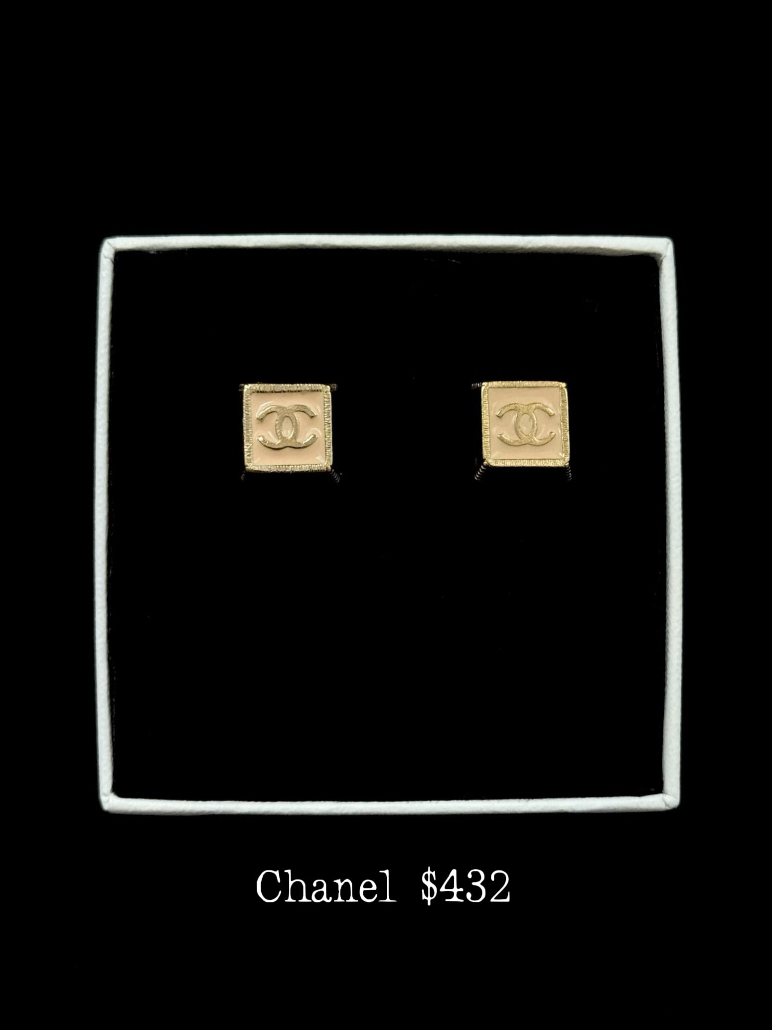 Chanel Golden CC Square Studs