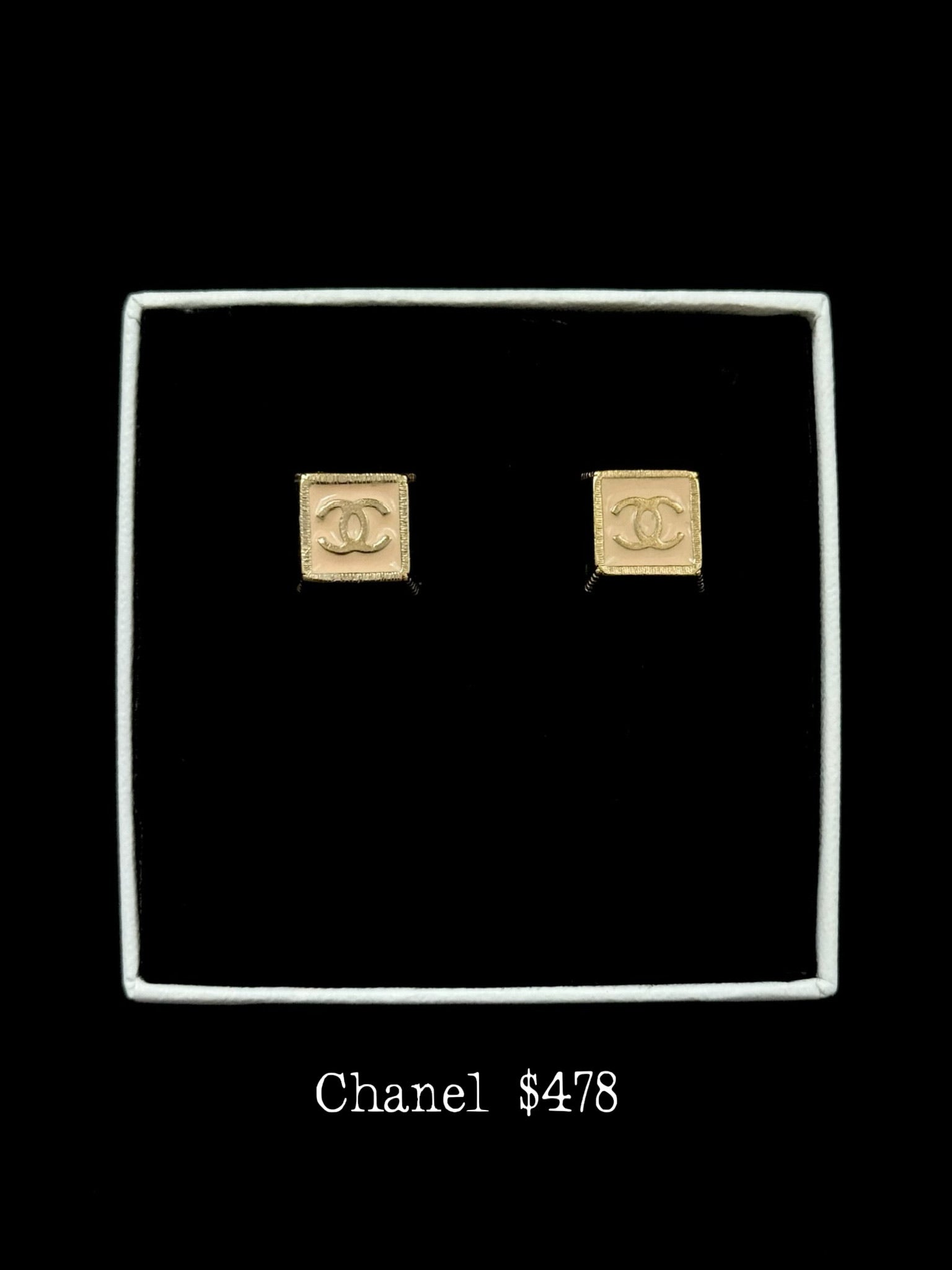 Chanel Golden CC Square Studs