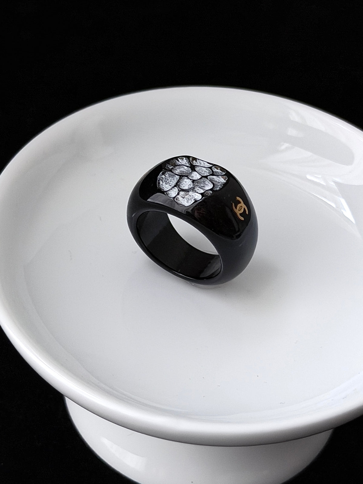 Chanel Black Camellia Ring