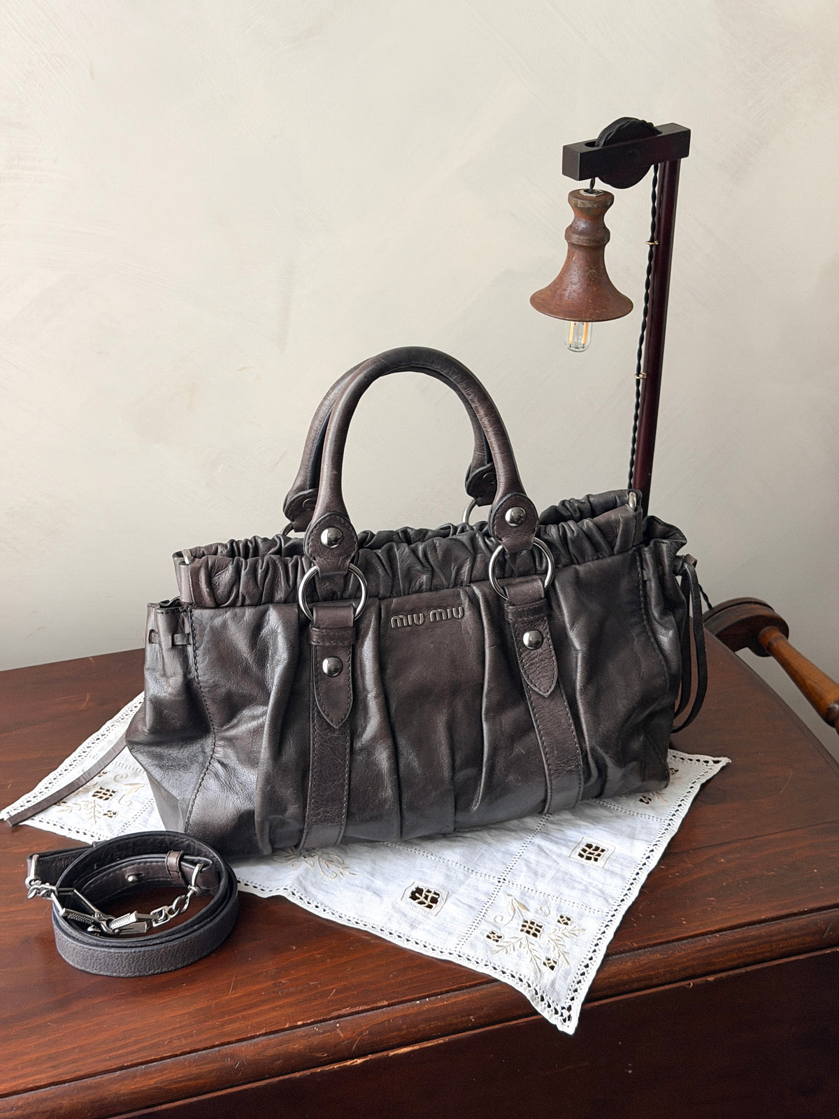 MiuMiu Grey Leather Bag