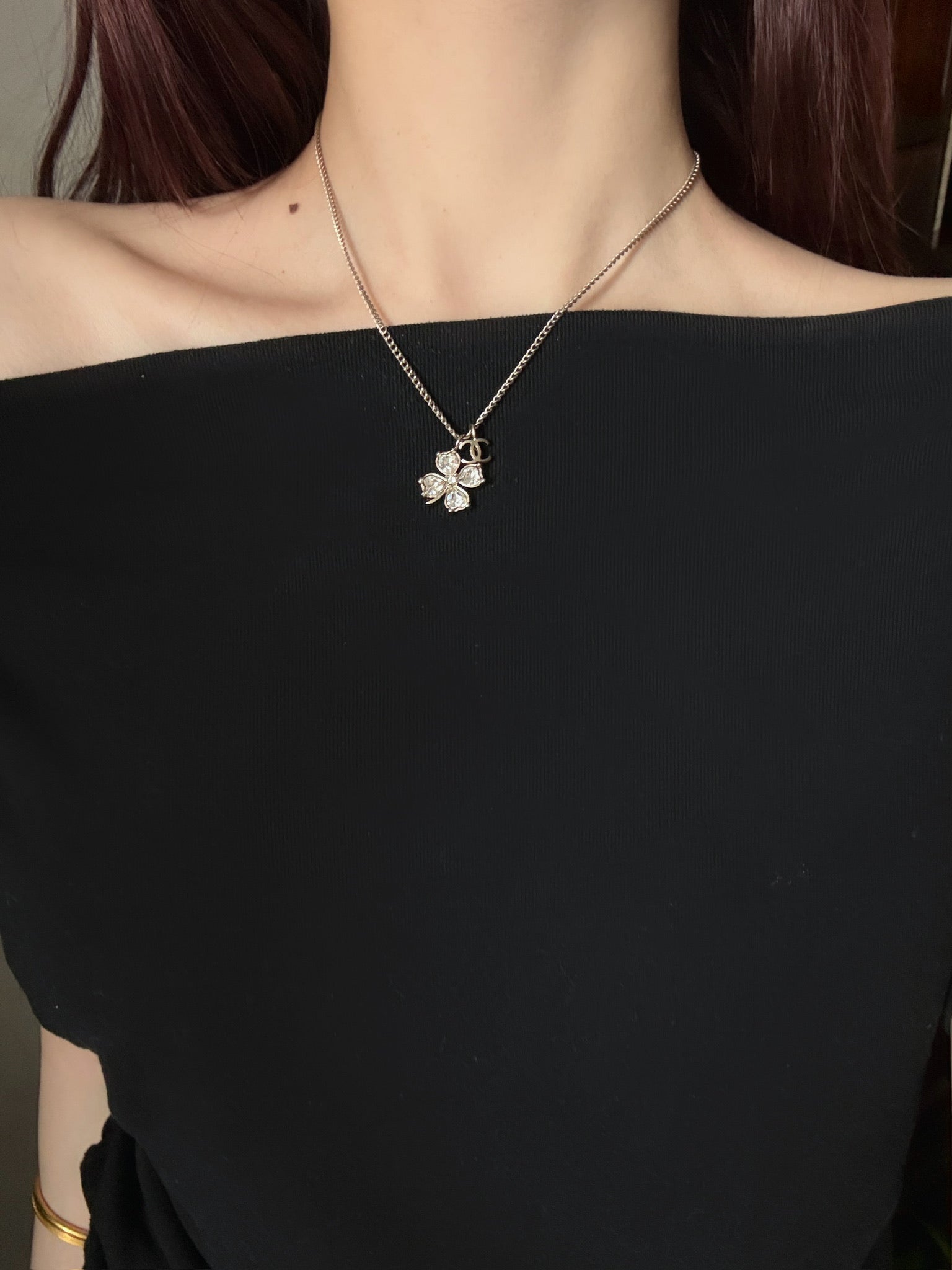 Chanel Crystal Clover Necklace