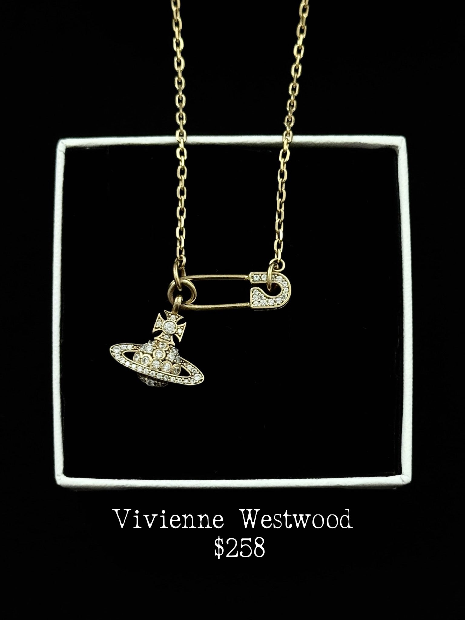 Vivienne Westwood Orb Safety Pin Charm Necklace