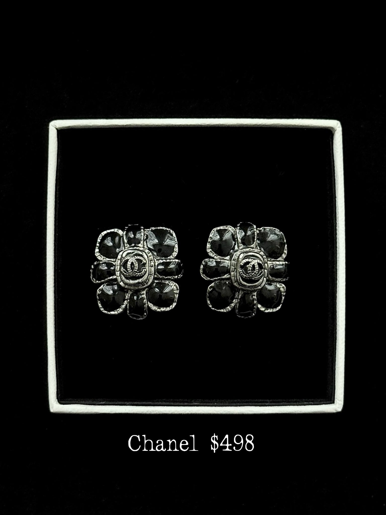 Chanel Midnight Camellia Studs -Clip