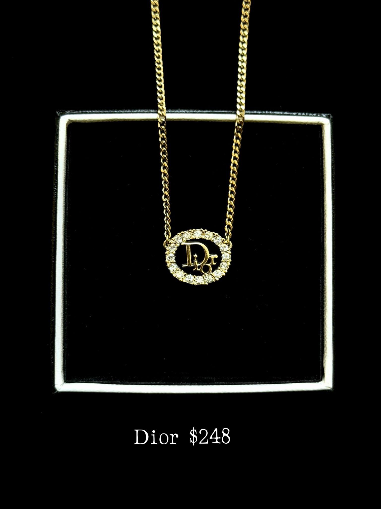 Dior Gold Halo Initial Necklace