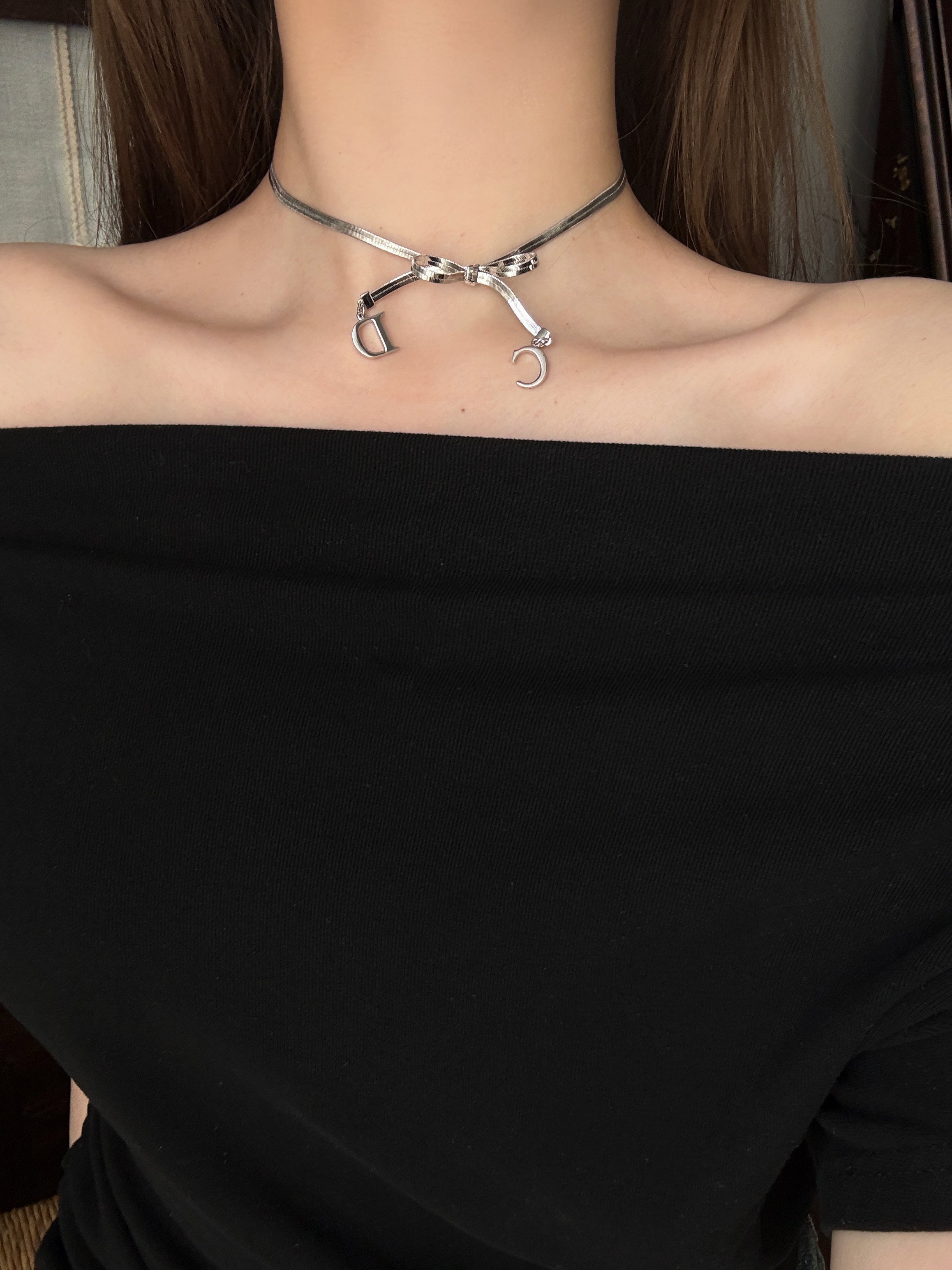 Dior Silver Monogram Bow