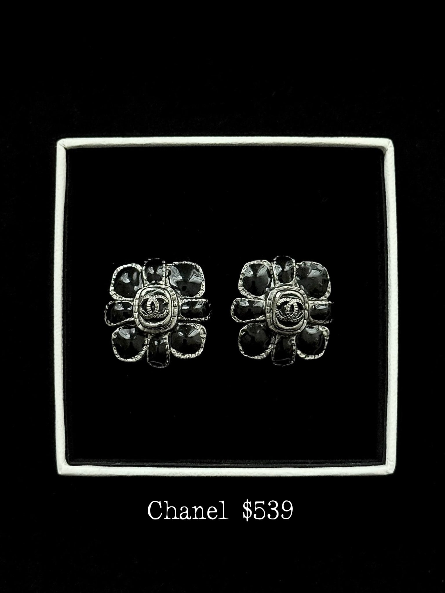 Chanel Midnight Camellia Studs