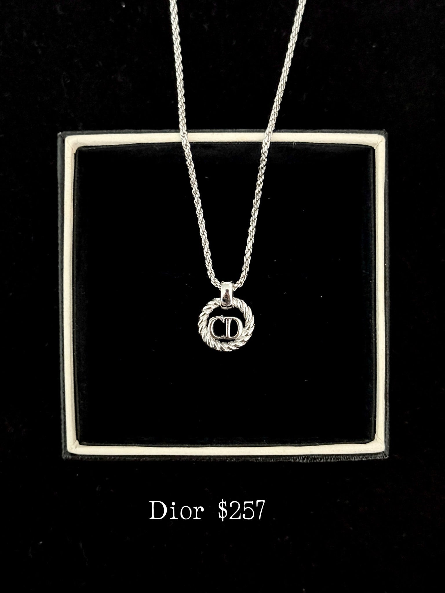 Dior Rope Circle Initial Necklace