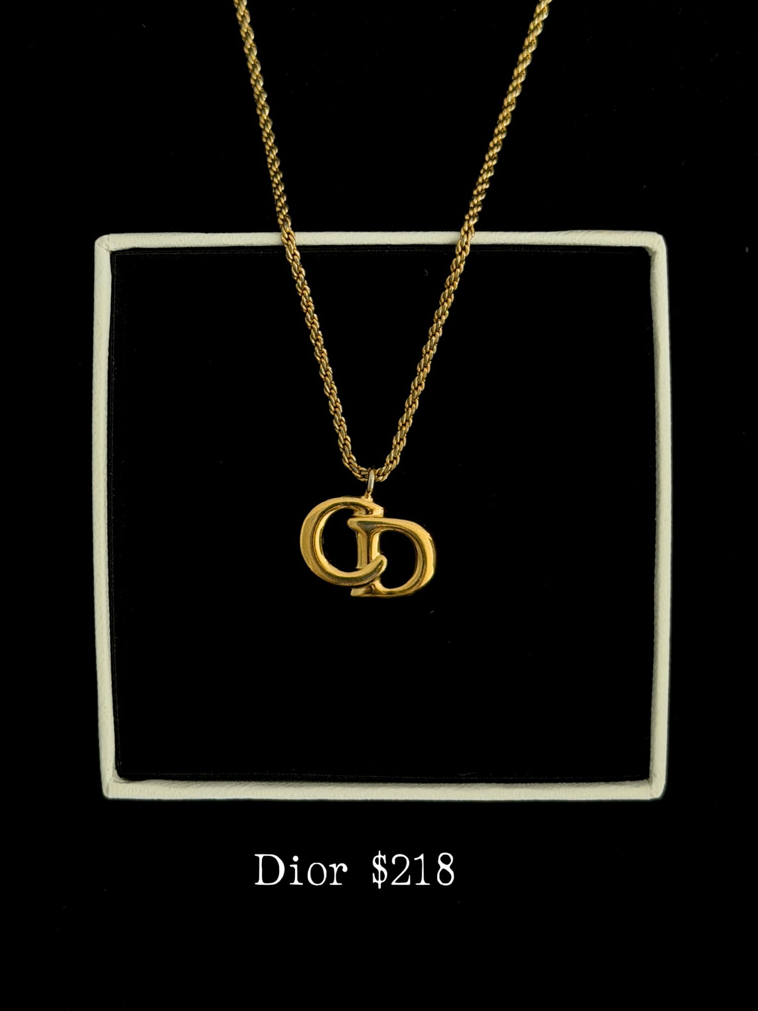 Dior Gold Monogram Necklace
